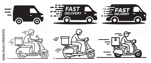 Cargo truck with fast delivery text and motion lines for logistics service. vector illustration eps 10