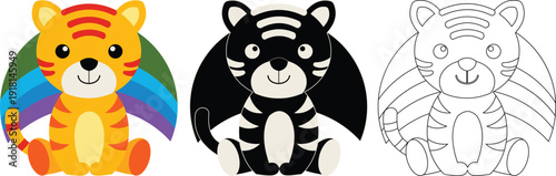 Cute Tiger Cartoon Character Illustration