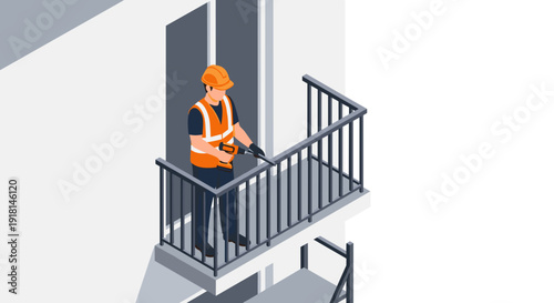 Construction Worker on Elevated Platform.