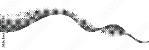 Dither Pixel Dot Pattern. Retro Game Bitmap Texture Effect Wave with Dot fade. 8 bit background. Leisure or arcade games duotone border frame. Vector illustration