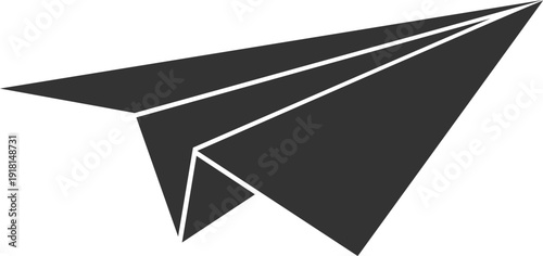 abstract black paper plane symbol, vector illustration