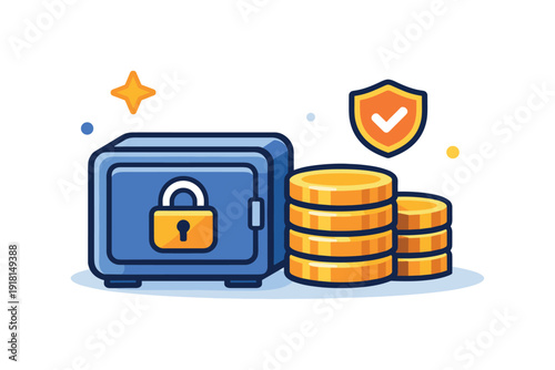 Financial safety buffers and emergency fund mindset in personal money management, a small reserve box placed beside a stable coin stack expressing