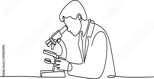 Scientist examining sample under microscope in laboratory setting research science de
