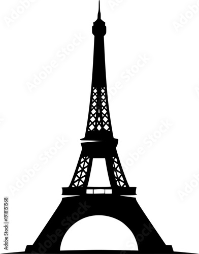 European Vacation Landmark Eiffel Tower Silhouette Vector for Holiday and Leisure Marketing
