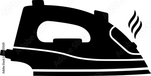 Small Handheld Iron Silhouette Vector, Black and White Minimalist Appliance Icon for Travel and Quick Fabric Touch-ups

