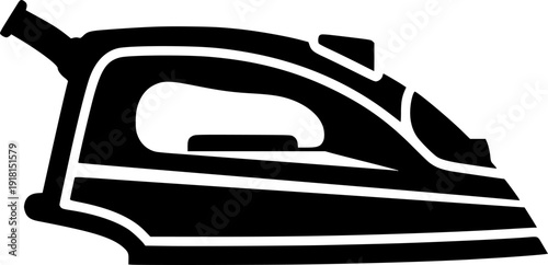 Small Handheld Iron Silhouette Vector, Black and White Minimalist Appliance Icon for Travel and Quick Fabric Touch-ups
