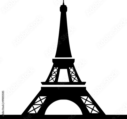 European Vacation Landmark Eiffel Tower Silhouette Vector for Holiday and Leisure Marketing
