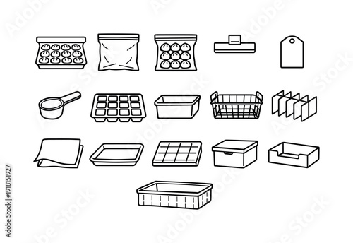 Home freezer soup dumpling storage: dumpling container, freezer bag, vacuum bag, clip seal, label tag, measuring scoop, freezer tray, storage bin