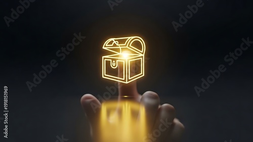 Glowing Treasure Chest Icon for Opportunity and Reward
