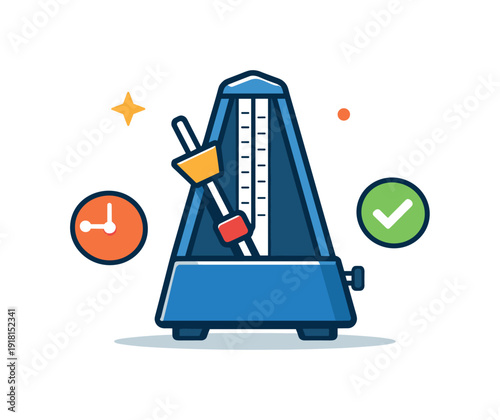 Emotional tempo control and deliberately slowing reactions in high-stakes situations, a metronome set to a slow steady beat expressing restraint