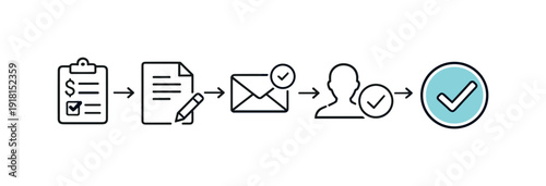 Reliable approval routing and structured decision flow in a modern business process highlighting order, a sequence of document icons moving toward a