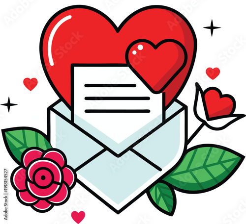 Heartfelt love letter illustration