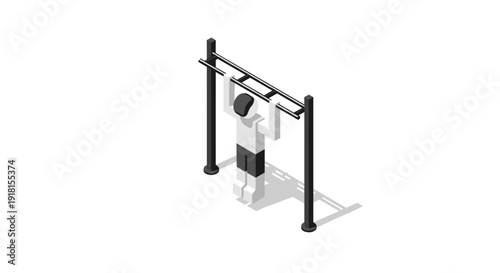 Man Exercising on Pull Up Bar.