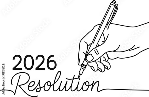 Hand Writing 2026 Resolution with Pen on Paper desi