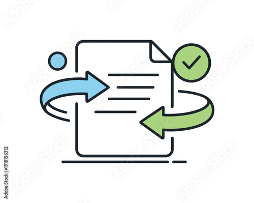 Clear workflow organization and smooth task handoff in professional business operations emphasizing reliability, two connected arrows flowing through