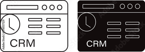 CRM icon line illustration sign. CRM and sales funnel collection icons, contact management and interaction symbols, minimalist database and growth design

