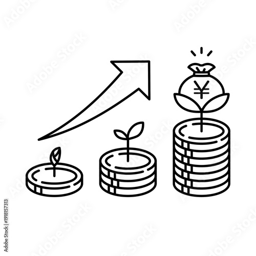 シンプルで可愛いお金投資素材