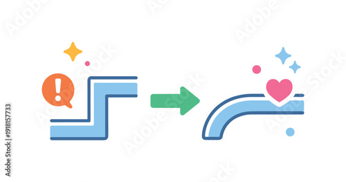 Cognitive edge softening and reducing sharp mental transitions during long work sessions to preserve accuracy, a smooth rounded corner replacing an