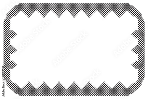 Decorative rectangular frame border composed of dotted pattern with spiked or jagged inner edge for certificate or photo