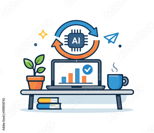 One person operators and solo founders running fully automated online businesses with AI managing operations end to end, a compact home workspace icon