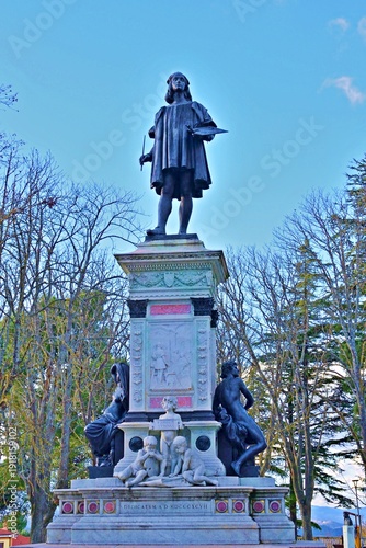 Statue of Raphael Sanzio in the historic center of Urbino, a UNESCO World Heritage Site in the Marche region of Italy.