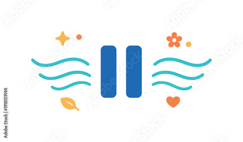 Everyday emotional grounding through a short mindful pause between household tasks, a simple pause icon paired with gentle breathing lines