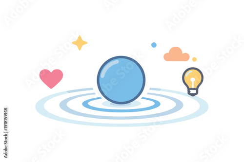 Cognitive deferred reaction and allowing initial impressions to settle before forming judgment in complex decision making, a soft ripple fading around