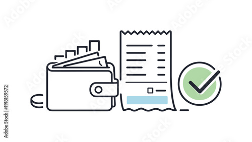 Mindful personal finance overview and expense awareness in everyday budgeting habits focused on control, a wallet aligned with a receipt and a subtle