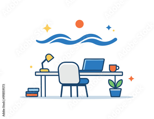 Intentional focus culture and deep work environments designed to protect attention in noisy digital worlds, a minimal desk scene paired with a single