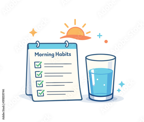 Healthy daily routines and personal habit building in a modern lifestyle context emphasizing consistency and self-discipline, a simple morning scene