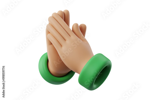 A pair of hands wearing bright green wristbands in a prayer position. isolated on transparent background