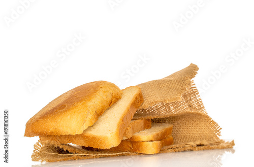Fototapeta White bread for toast isolated on white background, close-up.