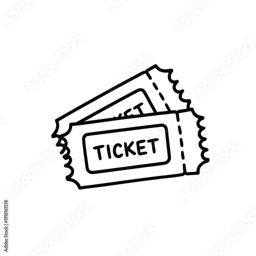 Two hand drawn tickets with the word ticket prominently displayed