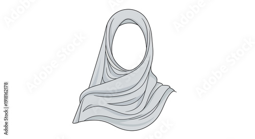 Simple line drawing of a woman wearing a hijab on a white background.