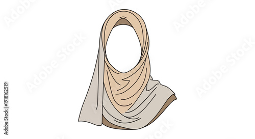 Simple illustration of a hijab on a white background.
