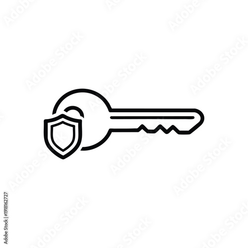 Crypto security key icon black and white vector illustration for blockchain privacy and digital asset protection