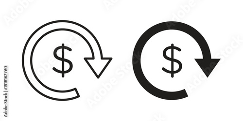 Refund icons for graphic design, logo, Web site, social media, UI, mobile app, vector illustration