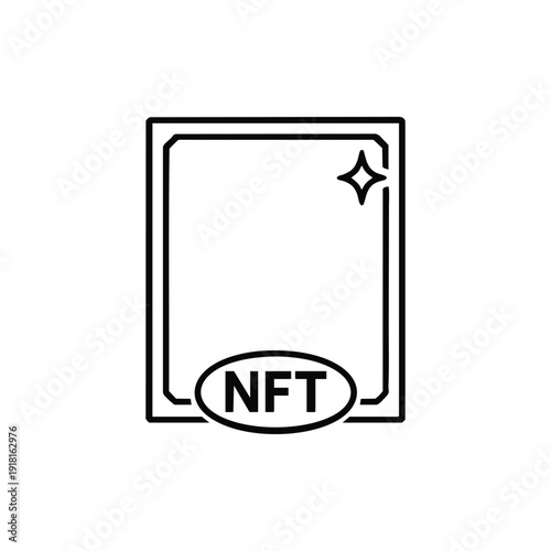 Black and white NFT icon minimal crypto art collectible blockchain vector illustration