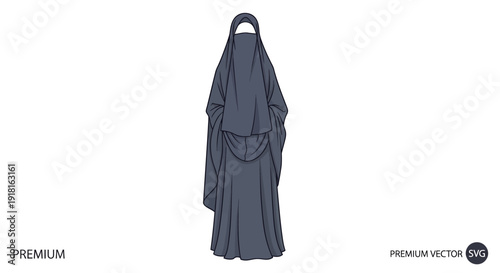Simple vector illustration of a traditional Islamic burqa on a white background.