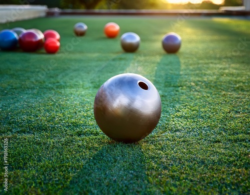 Wallpaper Mural stock photo of a lawn bowls game with jack in focus Torontodigital.ca