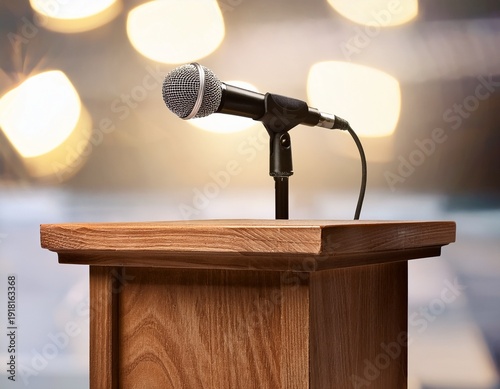 Wallpaper Mural wood podium with microphone for public speaking Torontodigital.ca