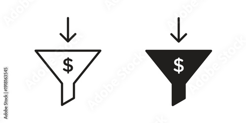 Sales funnel icons for graphic design, logo, Web site, social media, UI, mobile app, vector illustration