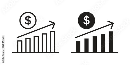 Sales growth icons for graphic design, logo, Web site, social media, UI, mobile app, vector illustration