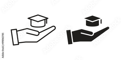 Scholarship fund icons for graphic design, logo, Web site, social media, UI, mobile app, vector illustration