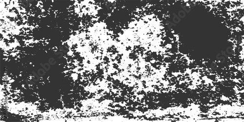 Abstract grunge black and white background with a vintage floral frame and splat ink paint texture illustration