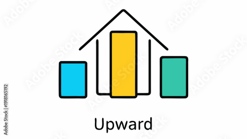 Modern bar chart with upward trend in bright colors
