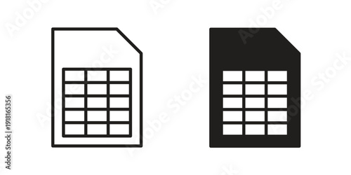 Spreadsheet icons for graphic design, logo, Web site, social media, UI, mobile app, vector illustration