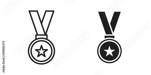 Sports medal icons for graphic design, logo, Web site, social media, UI, mobile app, vector illustration