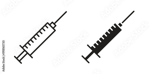 Syringe injection icons for graphic design, logo, Web site, social media, UI, mobile app, vector illustration