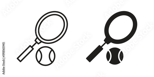 Tennis icons for graphic design, logo, Web site, social media, UI, mobile app, vector illustration